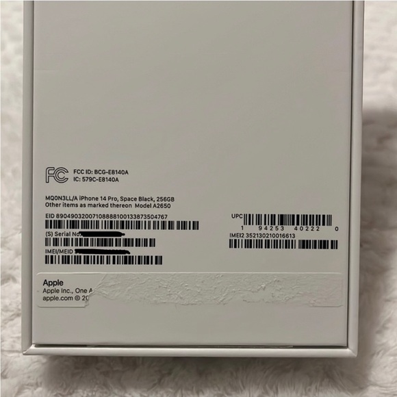 EMPTY BOX for iPhone 14 Pro, Space Black, 256GB Model A2650 - Picture 3 of 10